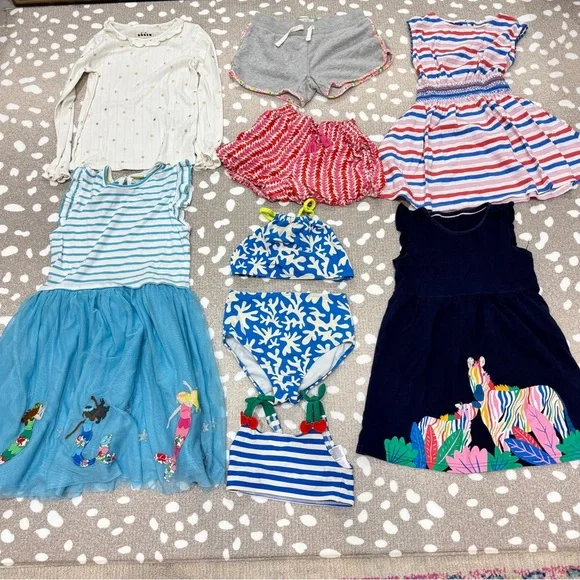 Lot of 9 Mini Boden girls dress embroidered applique shorts tee swimsuit set - Picture 1 of 15